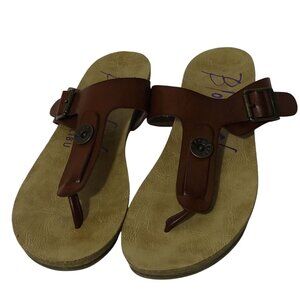 Blowfish Malibu Faux Leather Thong Sandals Brown Women Size 6.5 Slip-on